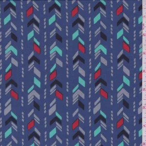 1 YD PC-Medium Blue Arrow Stripe Crepe de Chine Fabric