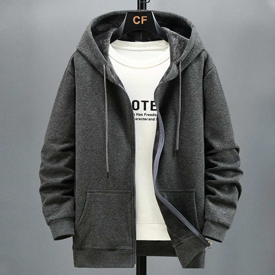 2023 Men Zip Oversized Hoodie Plus Sized Fleece Hood Long Sleeve Top Male Sweatshirt Zipper Loose Baggy Big Size Plus Large 12XL