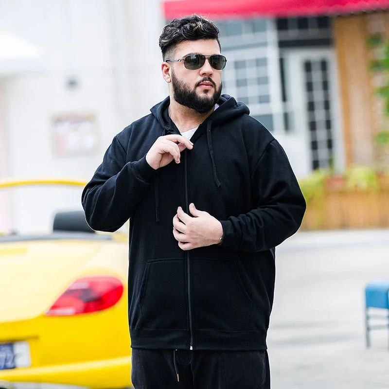2023 Men Zip Oversized Hoodie Plus Sized Fleece Hood Long Sleeve Top Male Sweatshirt Zipper Loose Baggy Big Size Plus Large 12XL