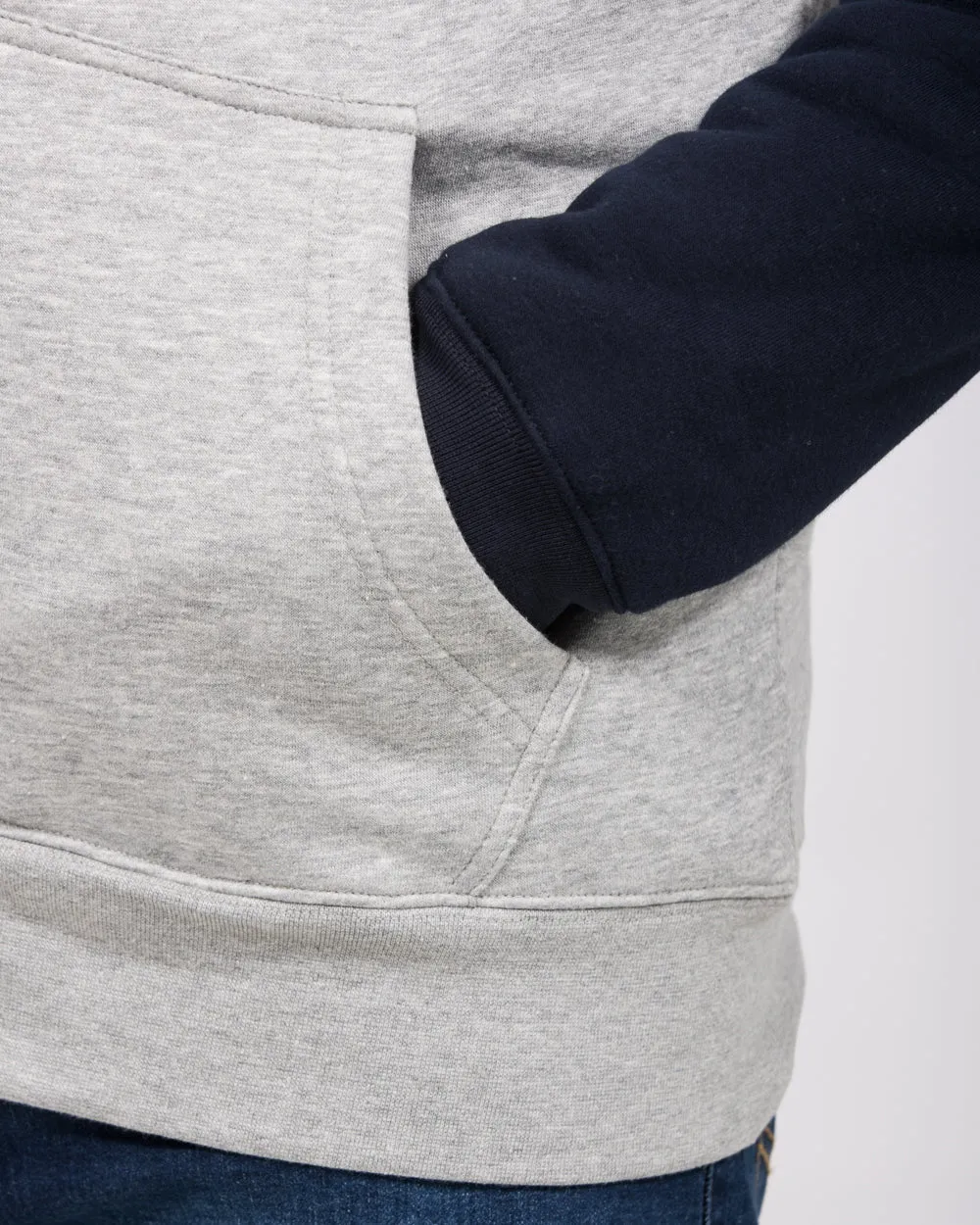 2t Zip Up Raglan Tall Sherpa Hoodie (navy/grey)