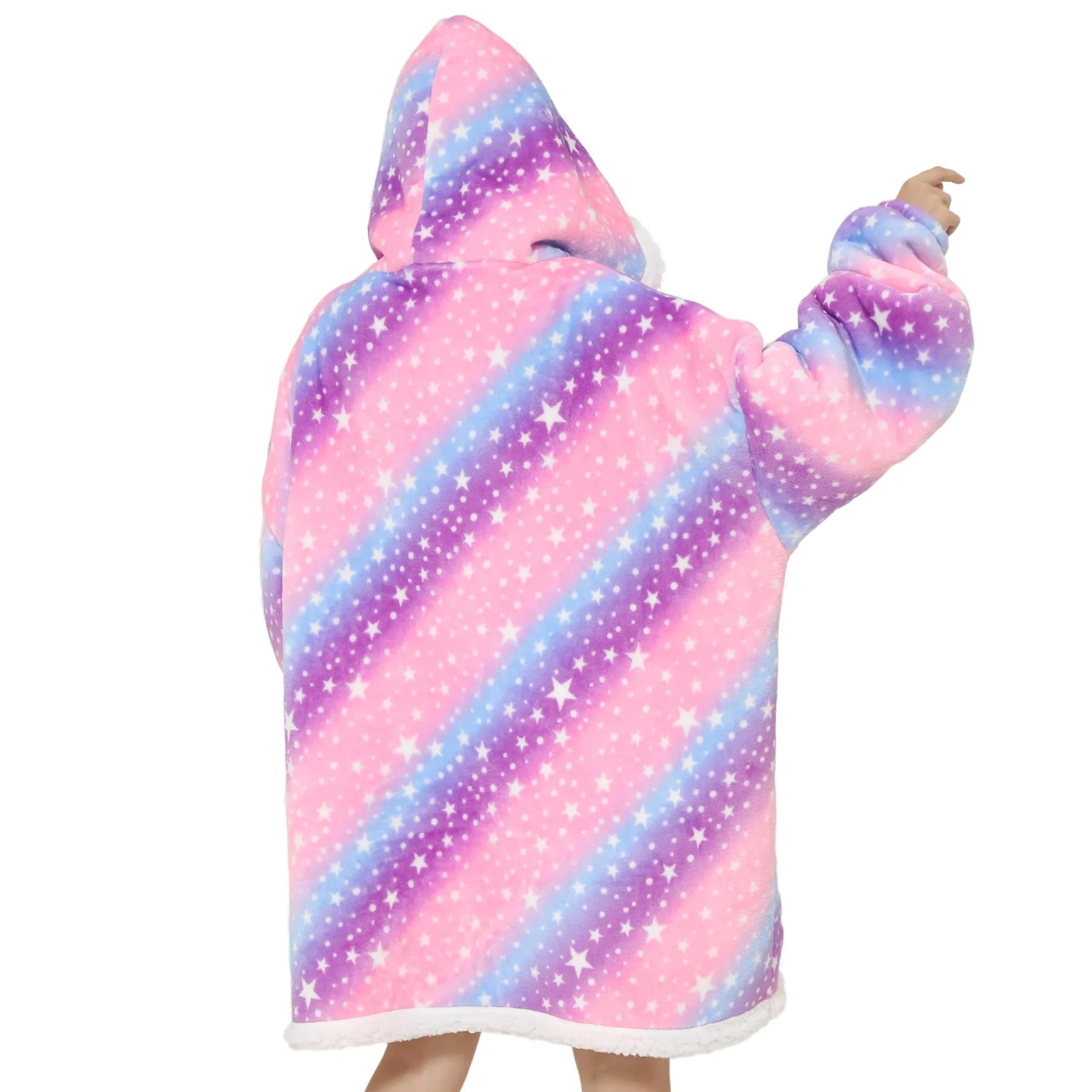 Adults Pink and Purple Oversized Plush Blanket Hoodie