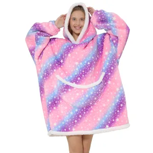 Adults Pink and Purple Oversized Plush Blanket Hoodie