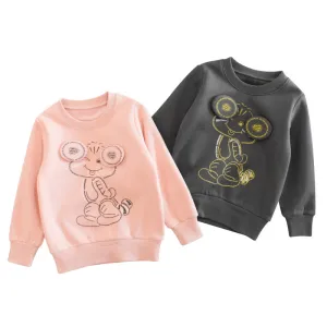 Baby Cartoon Pattern Solid Color Thermal Thickened Hoodies by MyKids-USA™