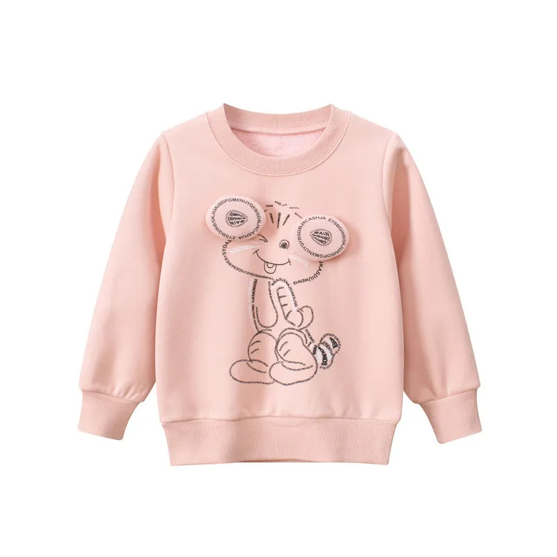 Baby Cartoon Pattern Solid Color Thermal Thickened Hoodies by MyKids-USA™