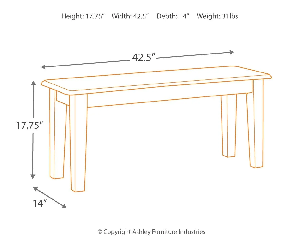 Berringer - Rustic Brown - Large Dining Room Bench