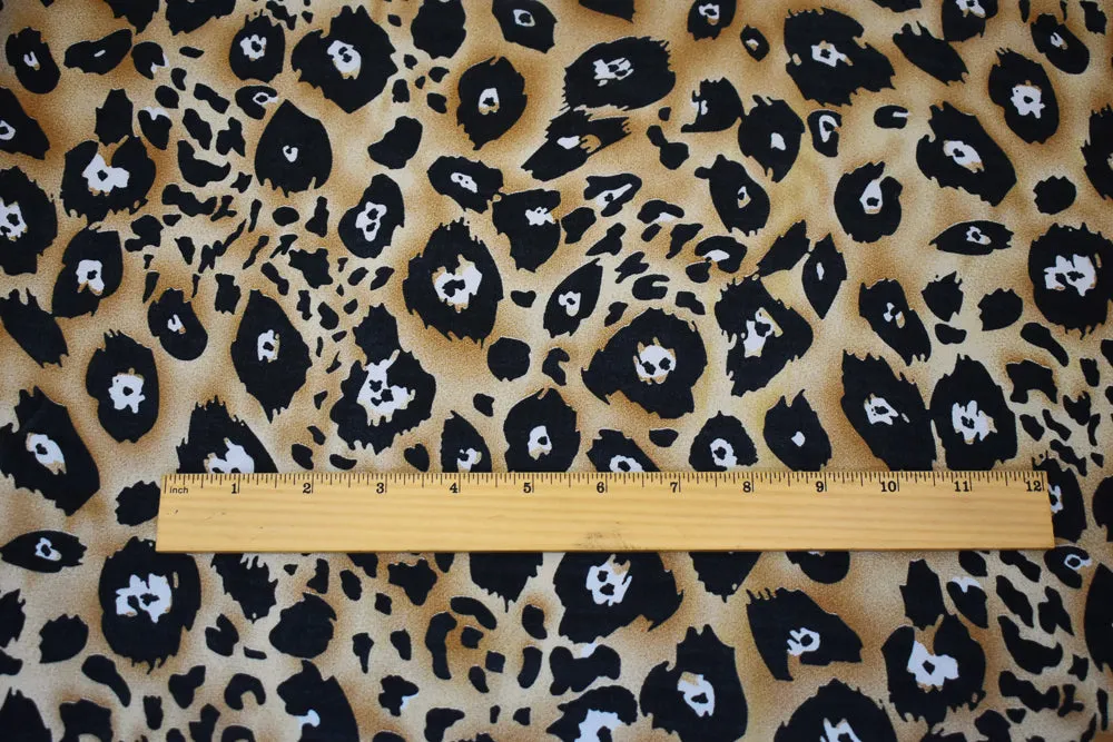 Brown-Black-White Abstract Leopard Printed Poly Chiffon Woven Fabric