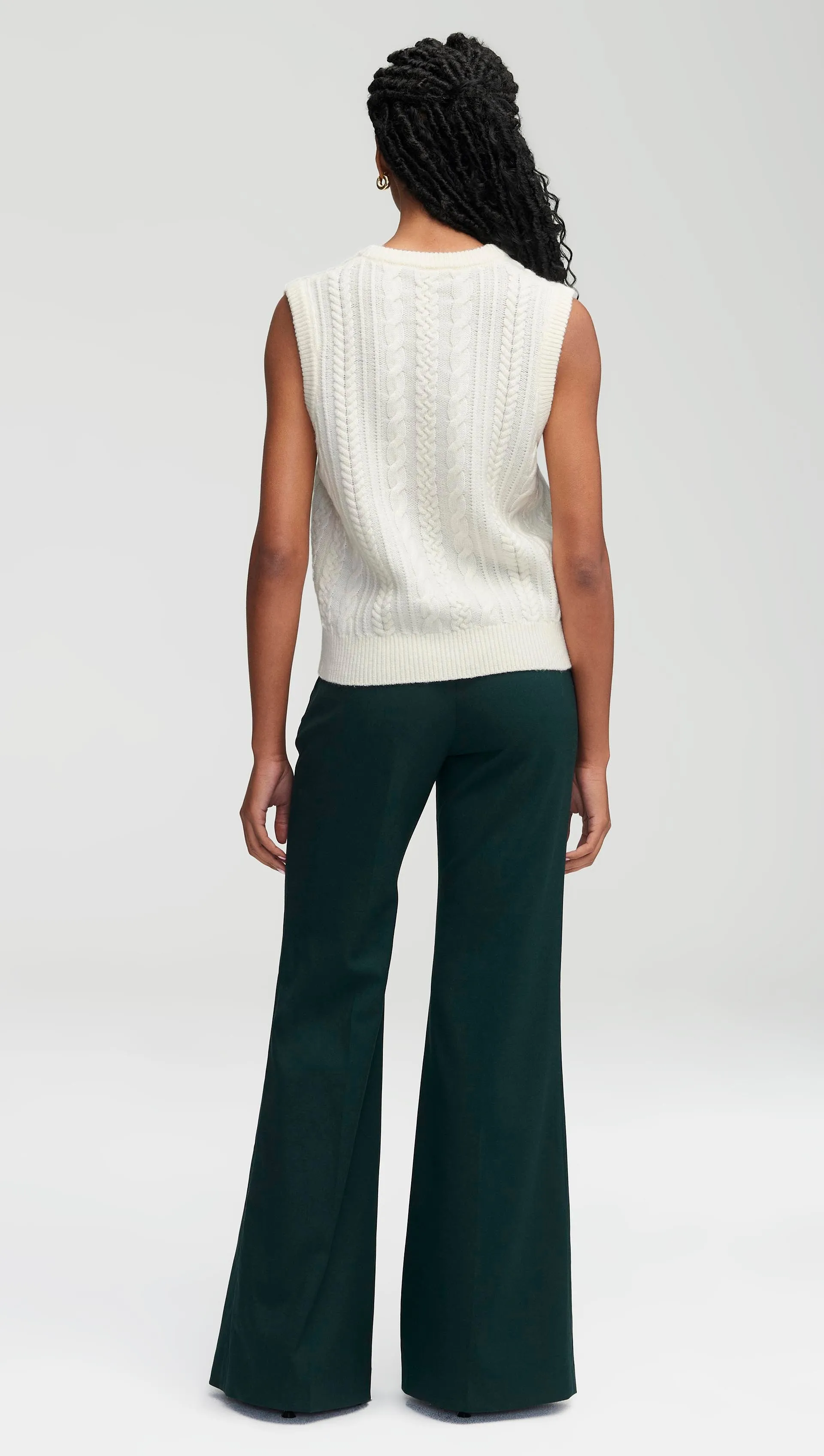 Cable Boyfriend Vest in Merino Wool | Cream