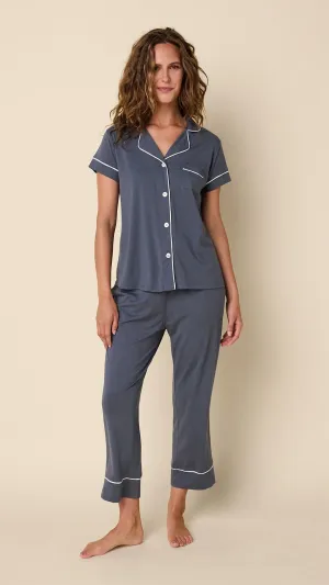 Classic Pima Knit Capri Set - Steel Blue