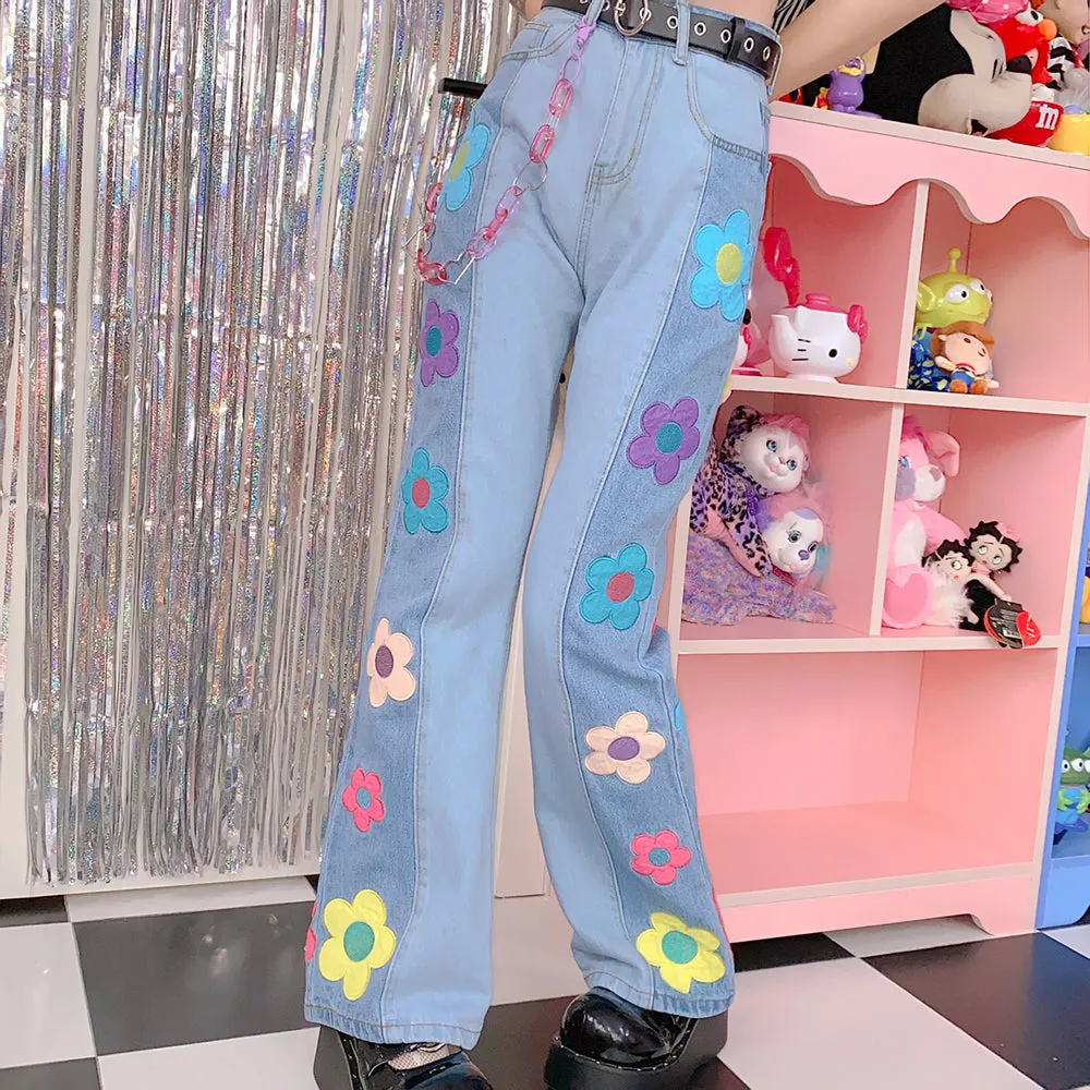 Colorful Daisy Denim Pants SD01318