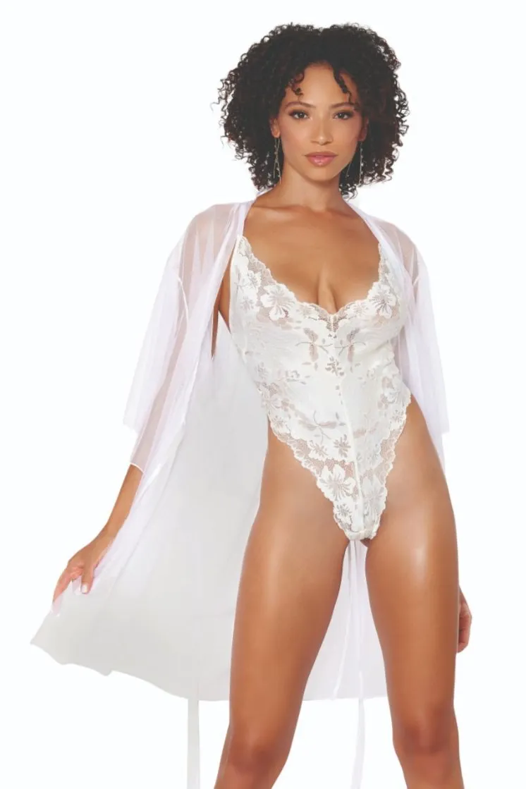 Flirty Mesh Robe & Lace Teddy Set