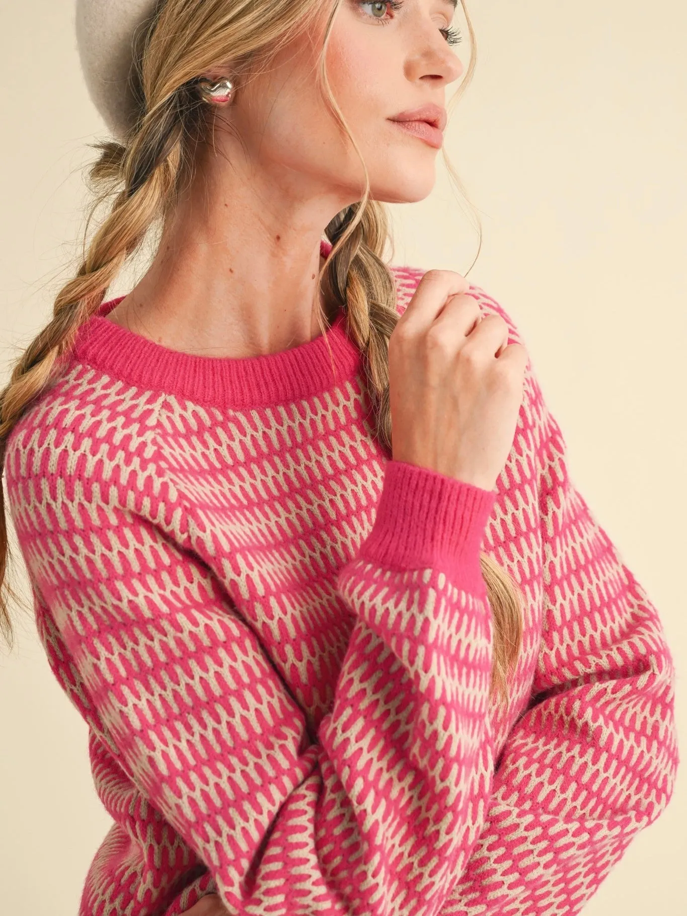 Geo Pattern Crewneck Sweater