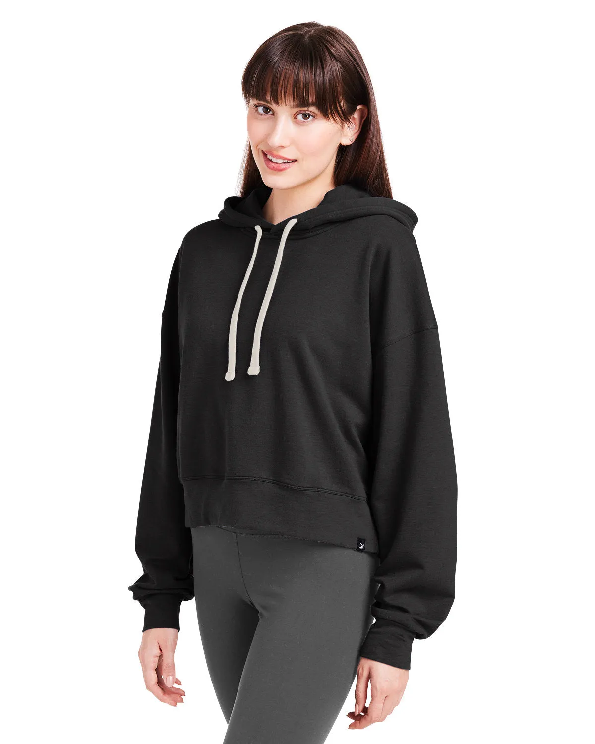 Glyder Ladies Vintage Oversized Cropped Hooded Sweatshirt