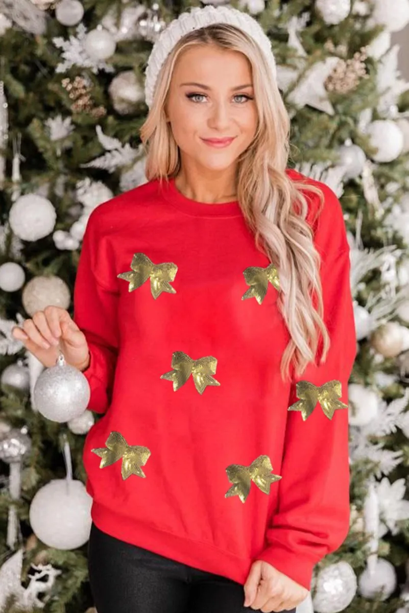 Gold Christmas Holiday Bows Sweatshirt