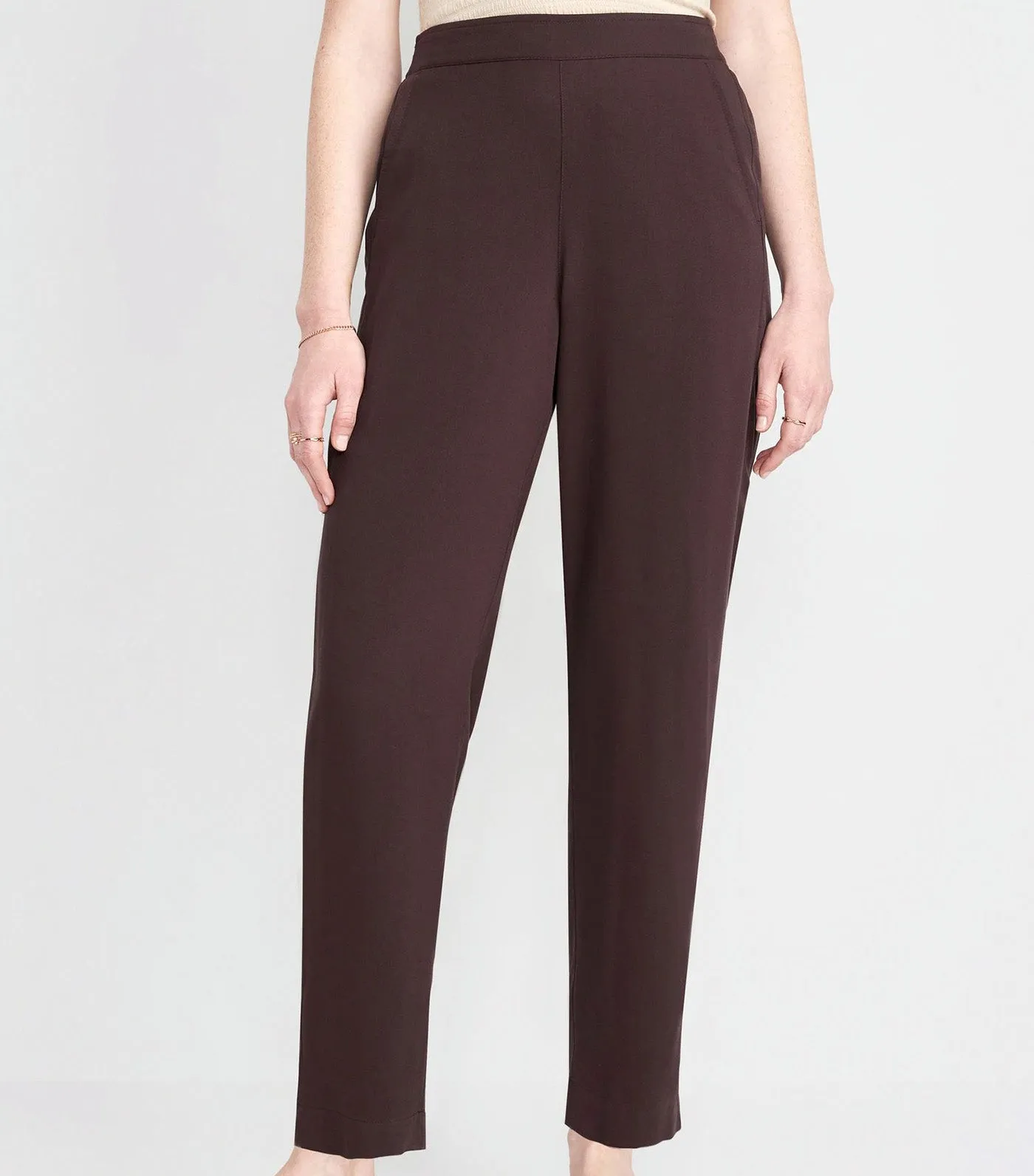 High-Waisted Soft Taper Pants for Women Plum Wine