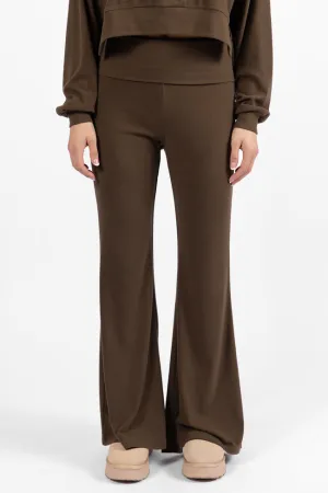 In A Dream Brown Foldover Band Super Soft Flare Pants