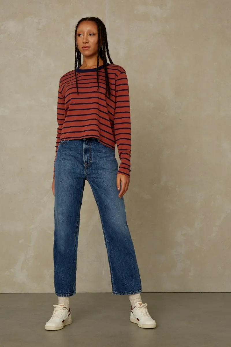 Jessamine L/S T-Shirt | Breton Stripe Terracotta