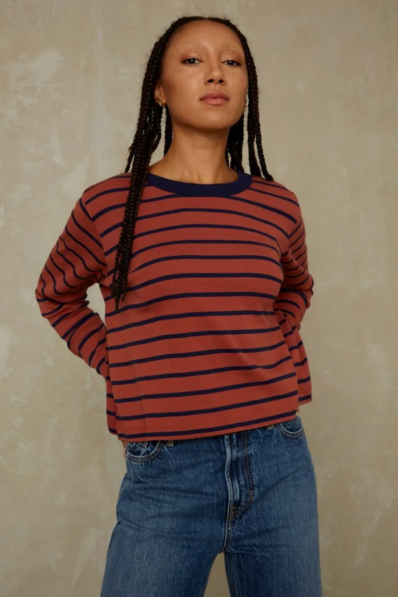 Jessamine L/S T-Shirt | Breton Stripe Terracotta