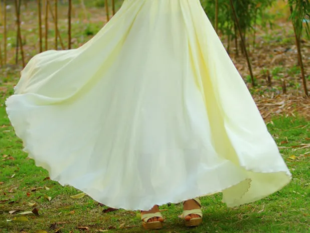 Korean All-Matching Fairy Dress Maxi Chiffon Flare Skirt Solid Colored Korea Trendy Beach Skirt