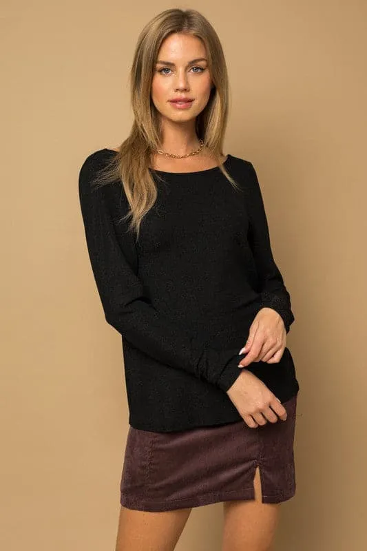 Lacey Back Twist Glitter Top