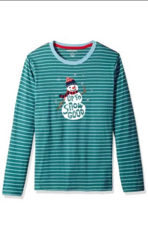 Little Blue House by Hatley Mens Long Sleeve Pajama Tee Vintage Holiday, Medium