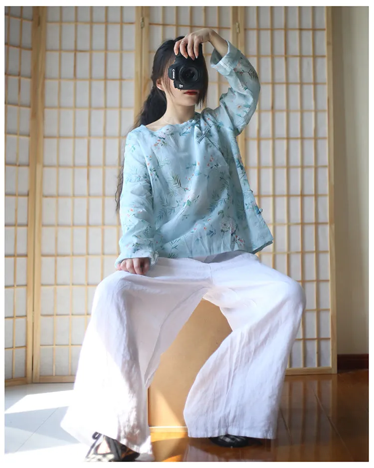 Long Linen Summer Autumn Women Casual Pants with Pockets PZ97262