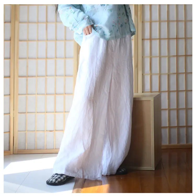 Long Linen Summer Autumn Women Casual Pants with Pockets PZ97262