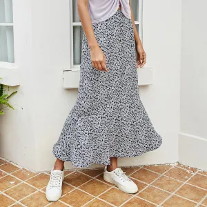 Loose Wholesale Skirts Fashion High-Waist Floral Skirt Mid-Length Trendy Outfits
