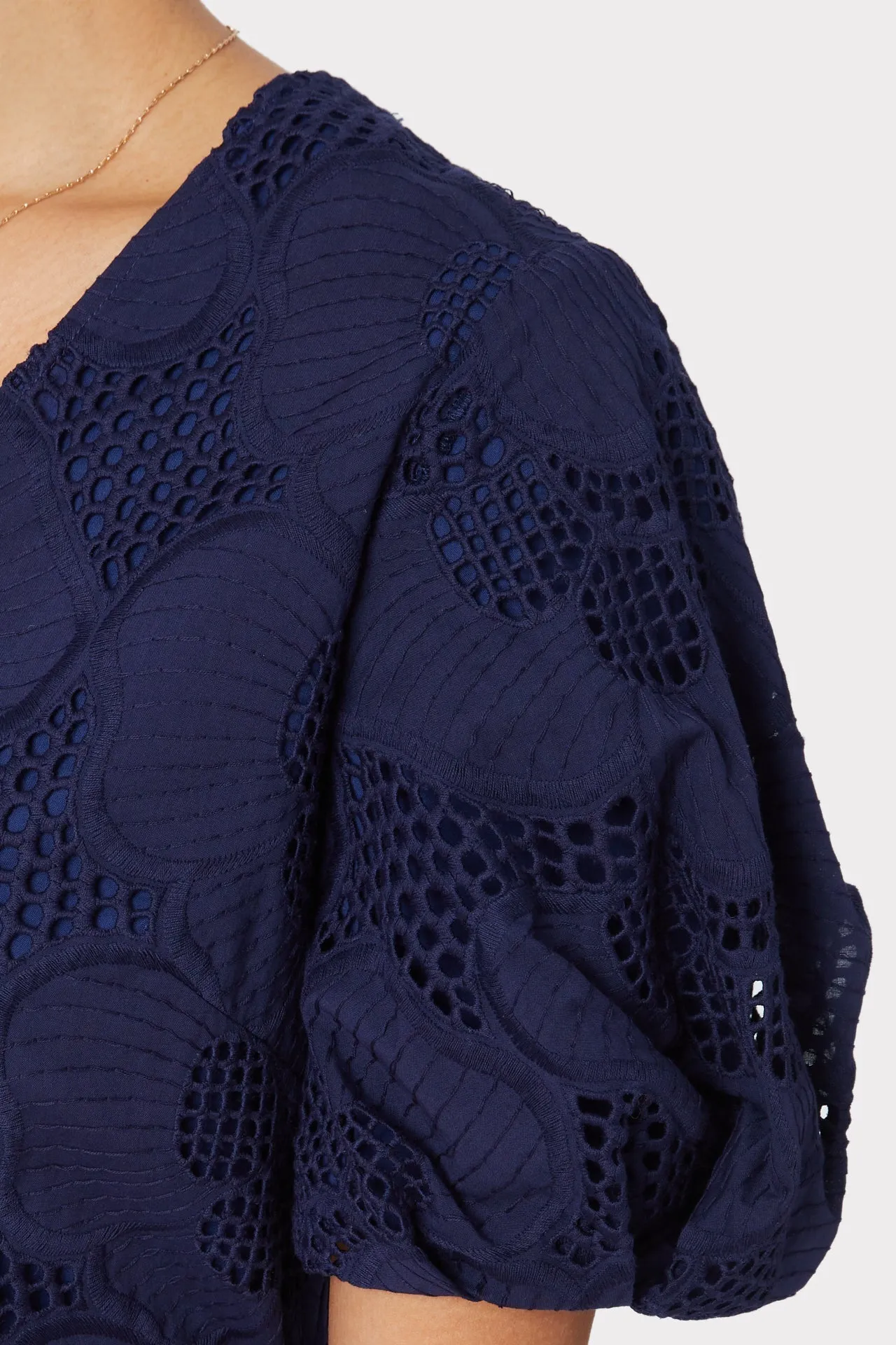 Maci Pieres Eyelet Puff Sleeve Top