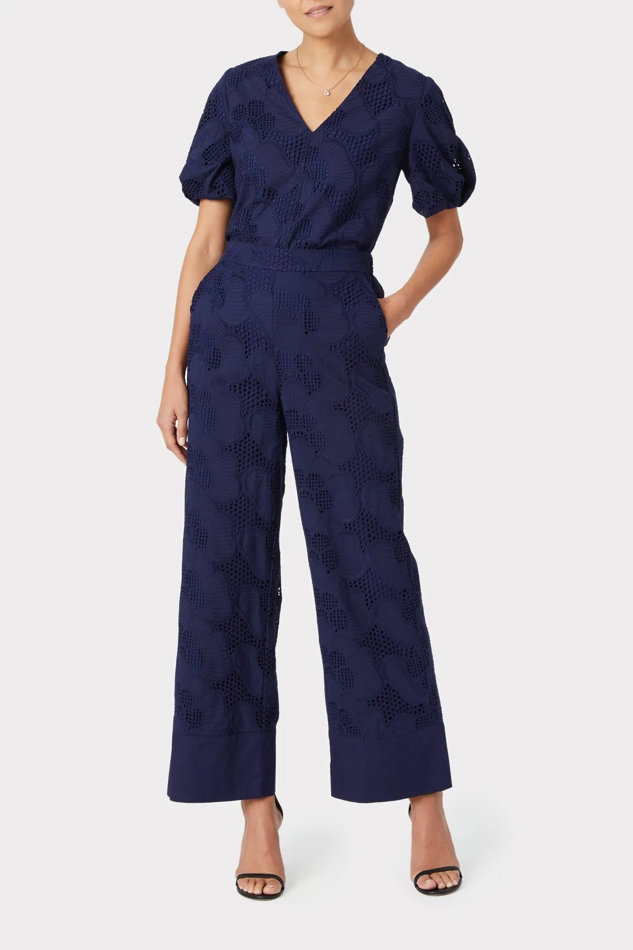 Maci Pieres Eyelet Puff Sleeve Top