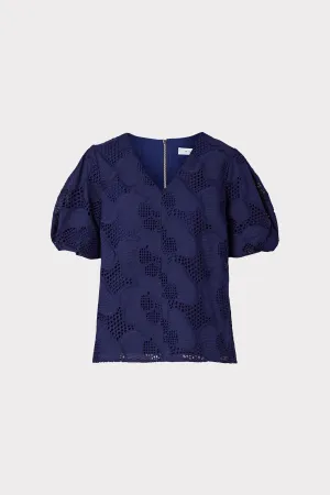 Maci Pieres Eyelet Puff Sleeve Top