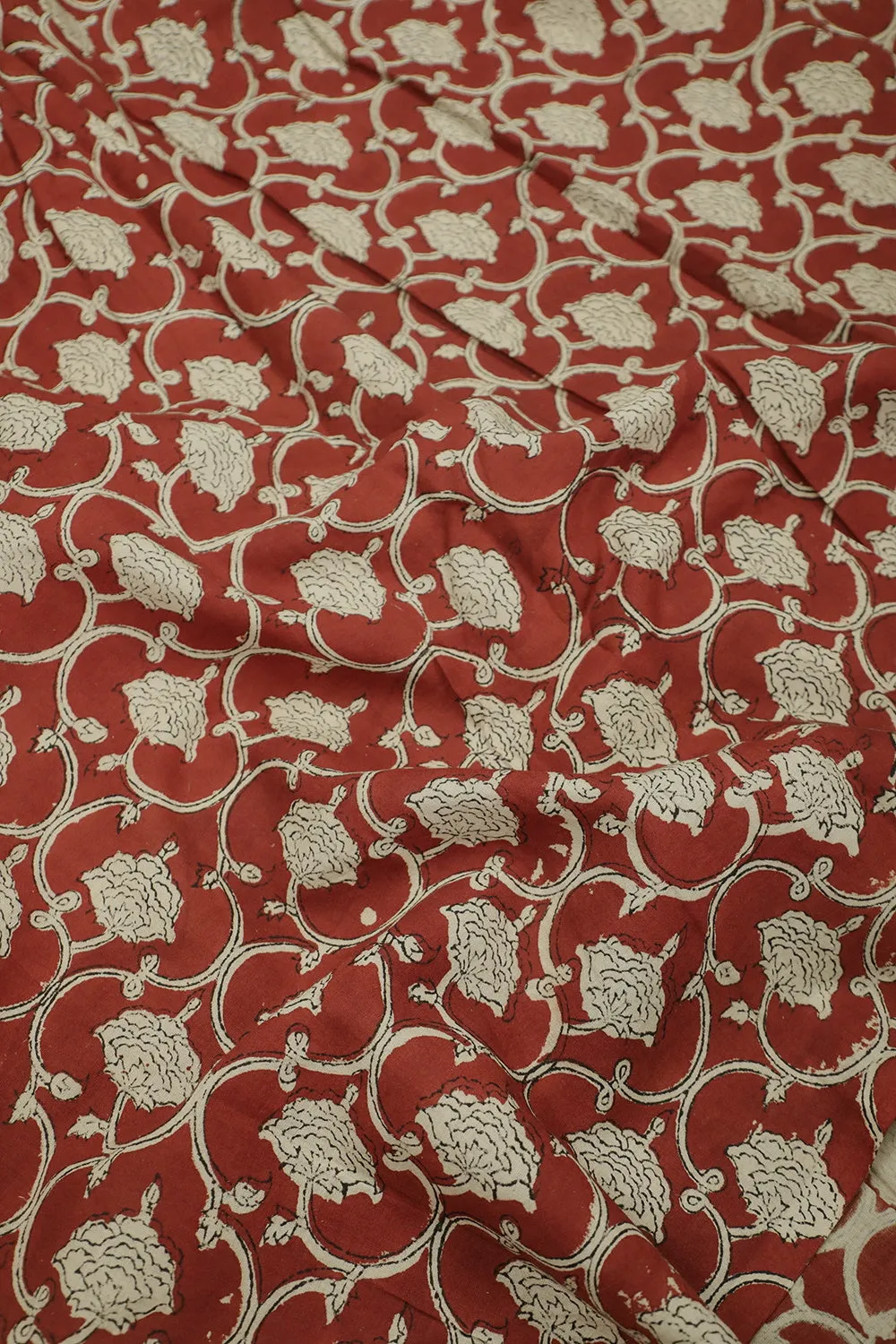 Maroon with Intricate Design Bagru Cotton Fabric
