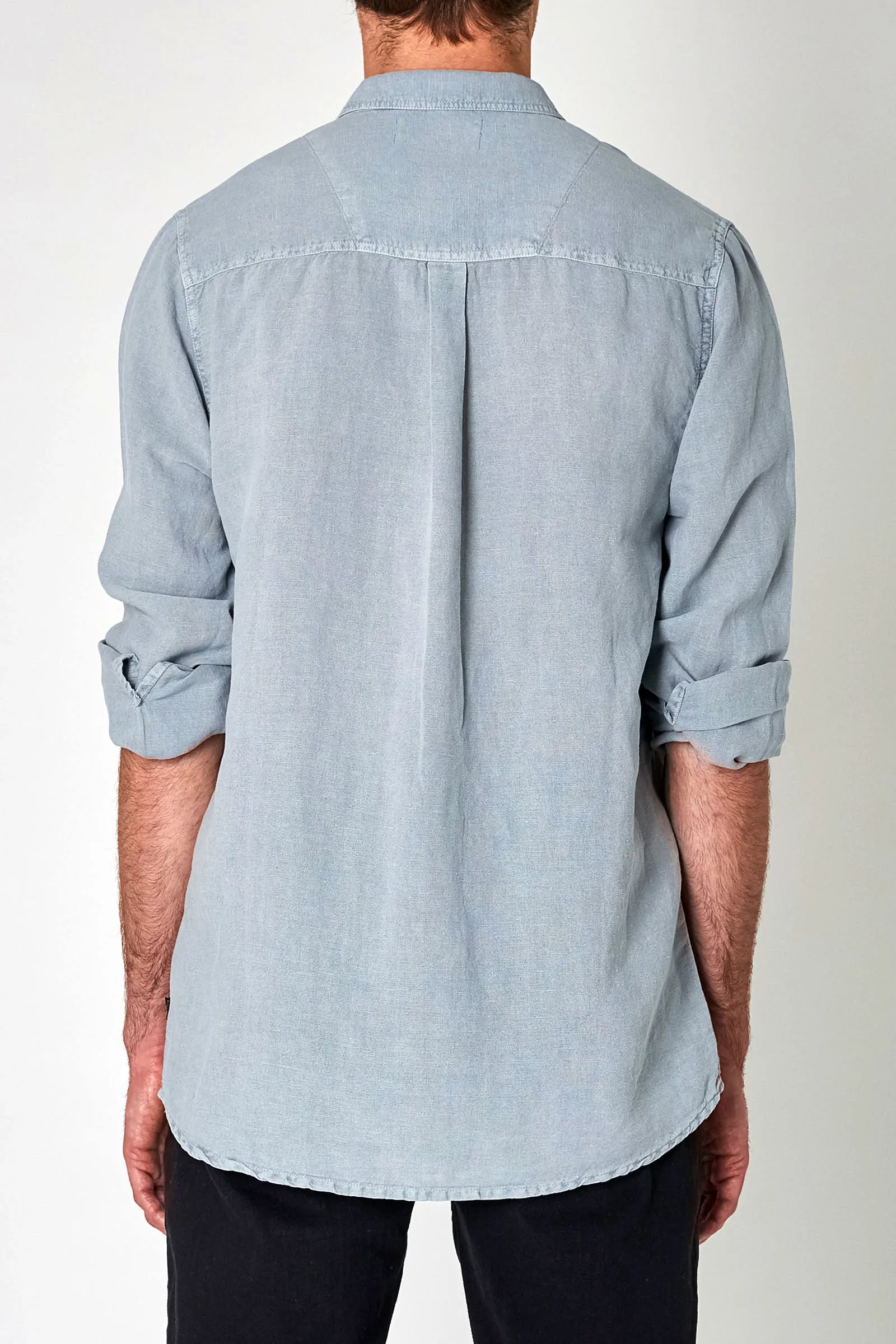 Men At Work LS Hemp Shirt - Washed Blue