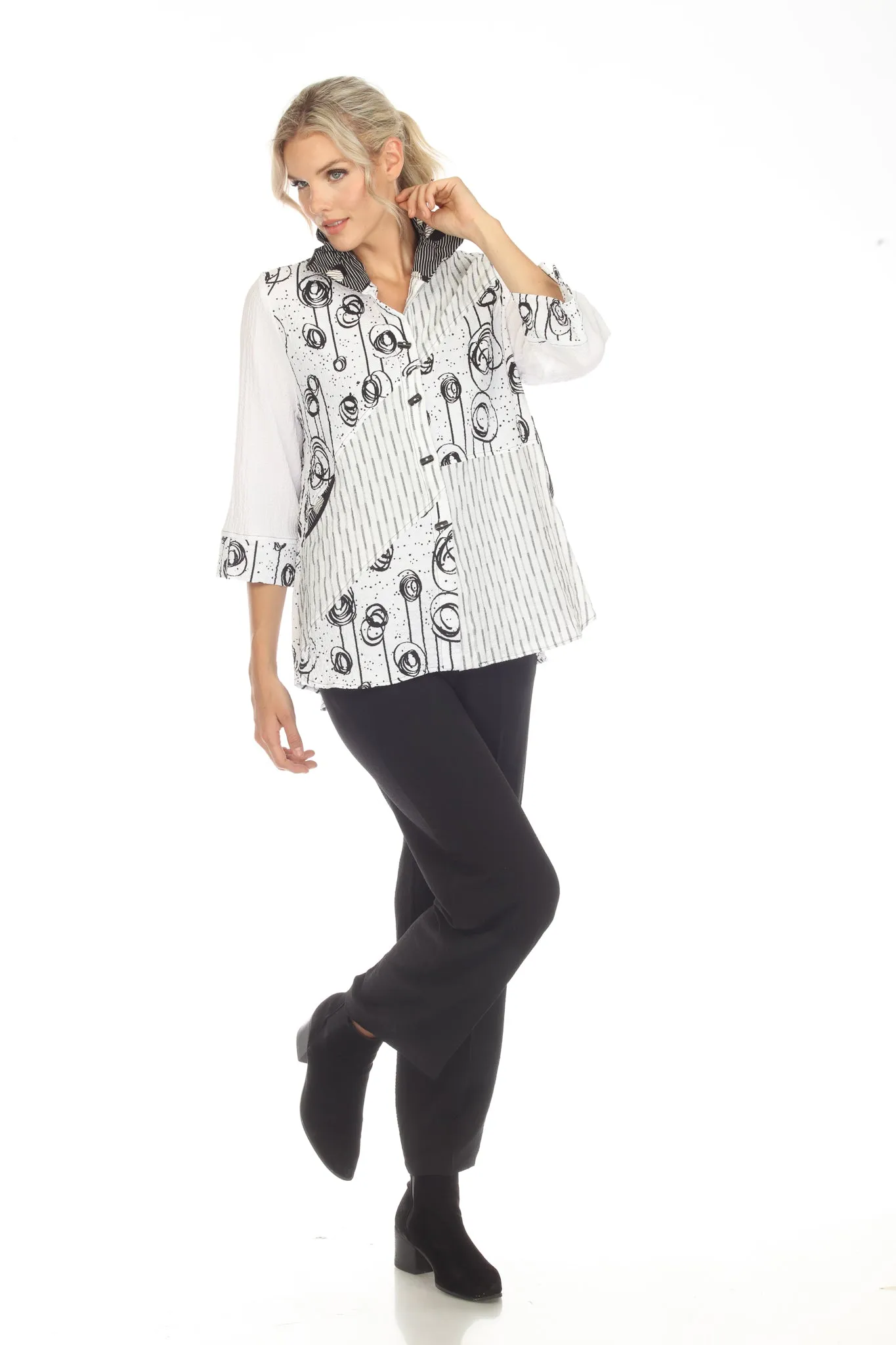 Moonlight "Swirls & Stripes" Button Front Shirt/Jacket - 3699LG