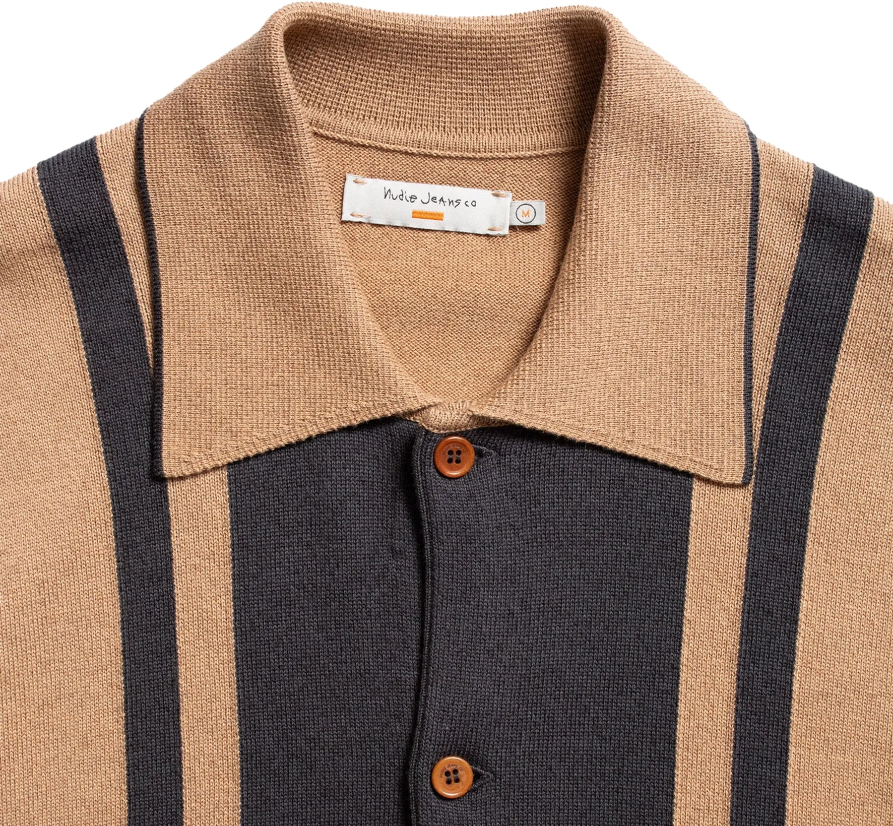 Nudie - Fabbe Knit Polo Shirt Beige