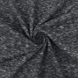 Off Black-Gray Slub Stretch Texture Jersey Knit Fabric