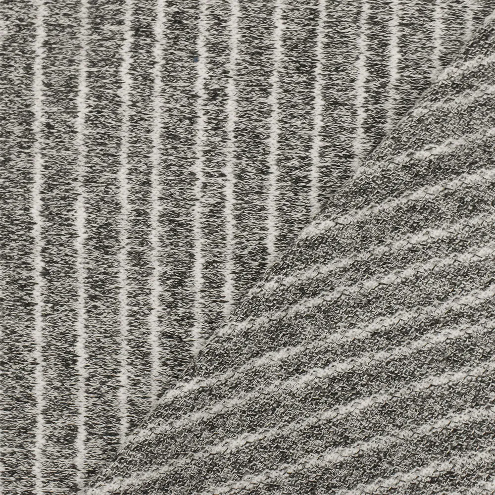 Off Black-White Striped Texture Stretch Jersey Knit Fabric