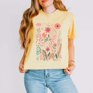 Pastel Wildflowers  | Relaxed Fit Cropped Tee
