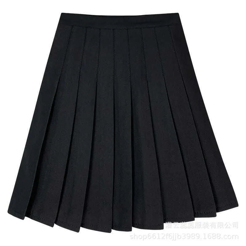 Pleated Skirt Women Trendy Korean Elegant High Waist Slim Look Fresh Looking All-Matching Solid Colored A-Line Summer Skirt