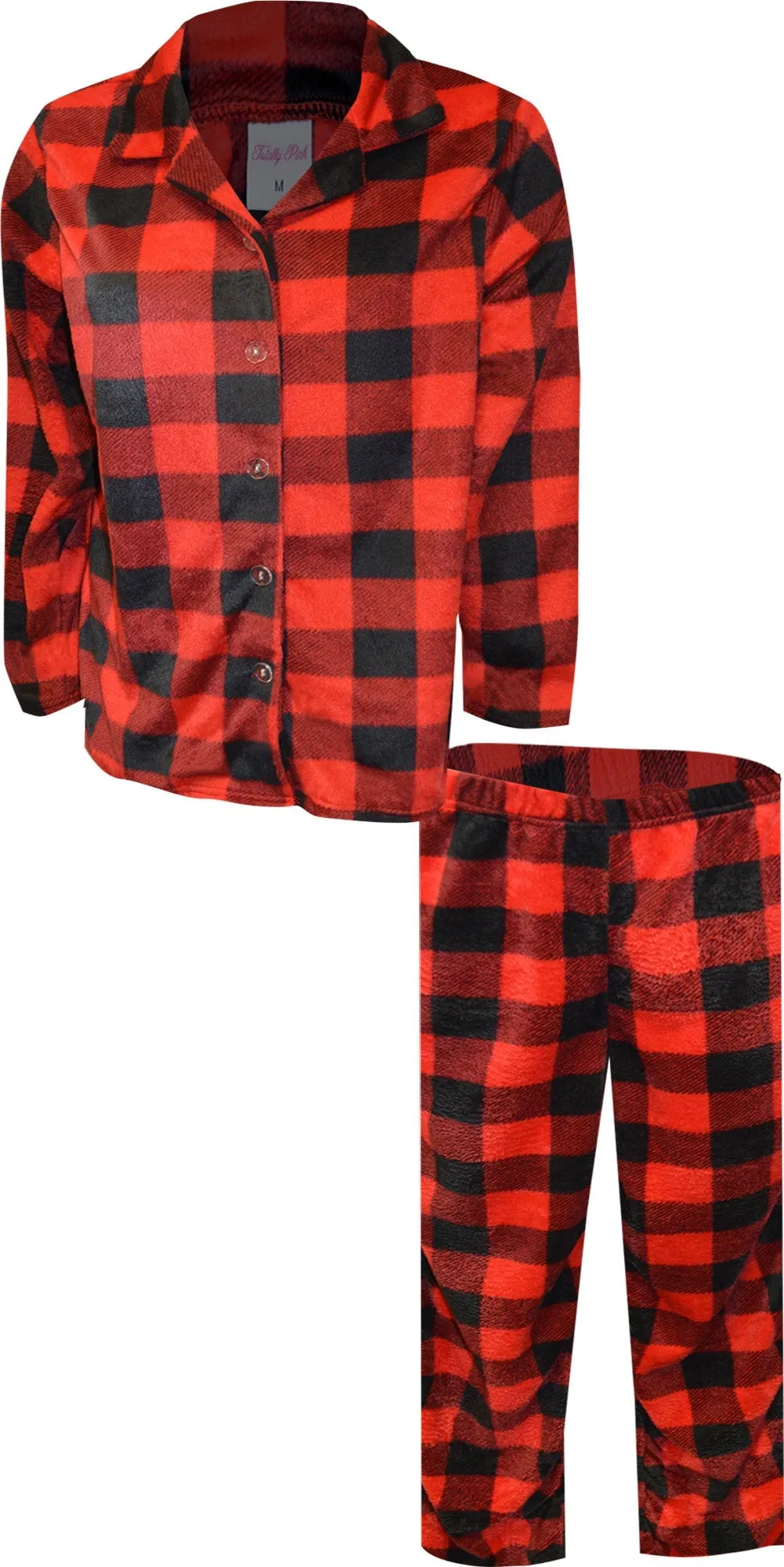 Red and Black Buffalo Plaid Traditional Fleece Pajama