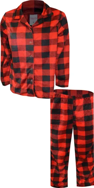 Red and Black Buffalo Plaid Traditional Fleece Pajama