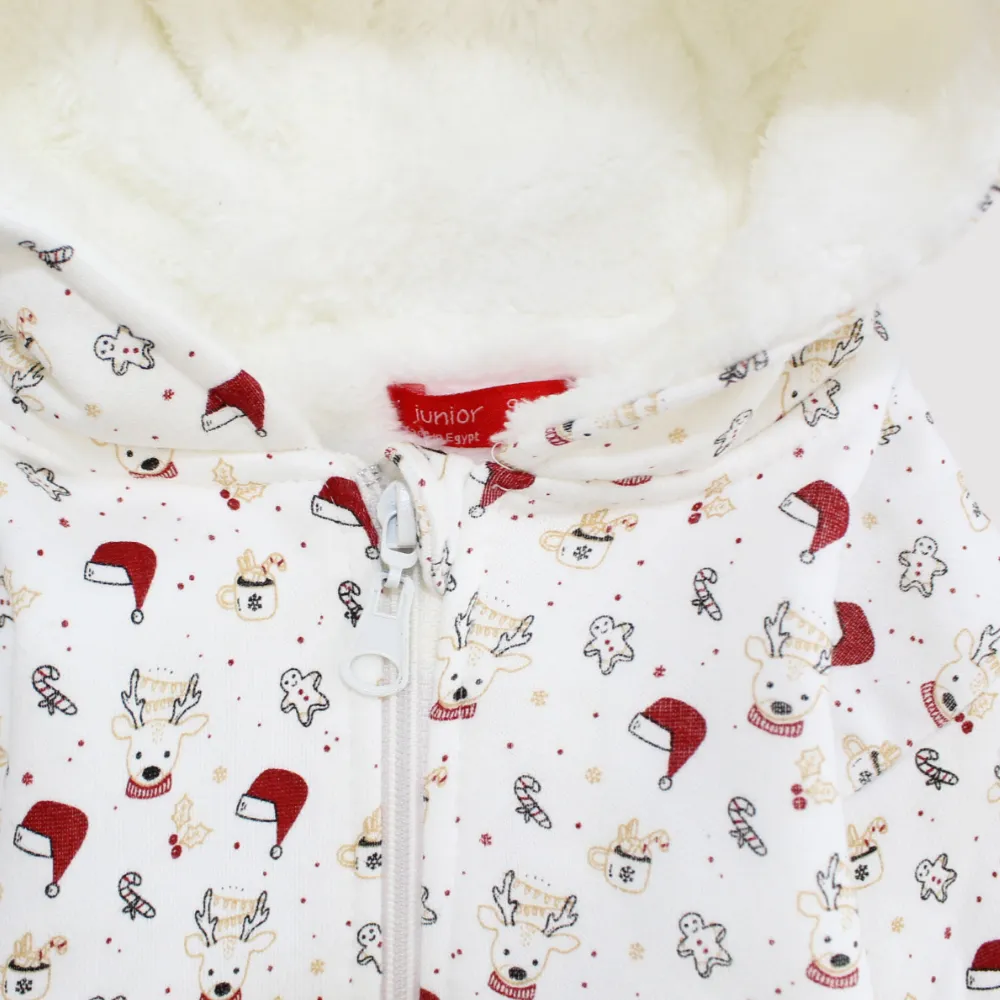 Reindeer Head Long-Sleeved Hooded Baby Footie