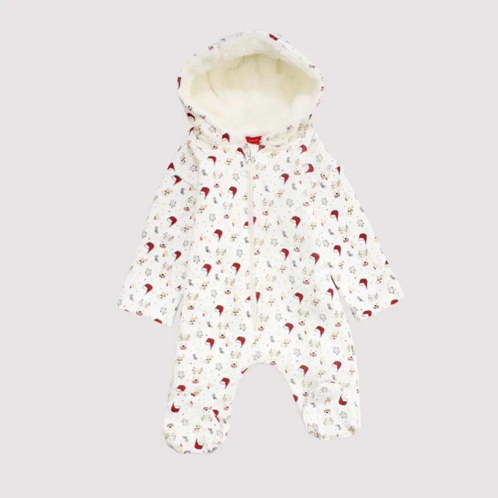 Reindeer Head Long-Sleeved Hooded Baby Footie