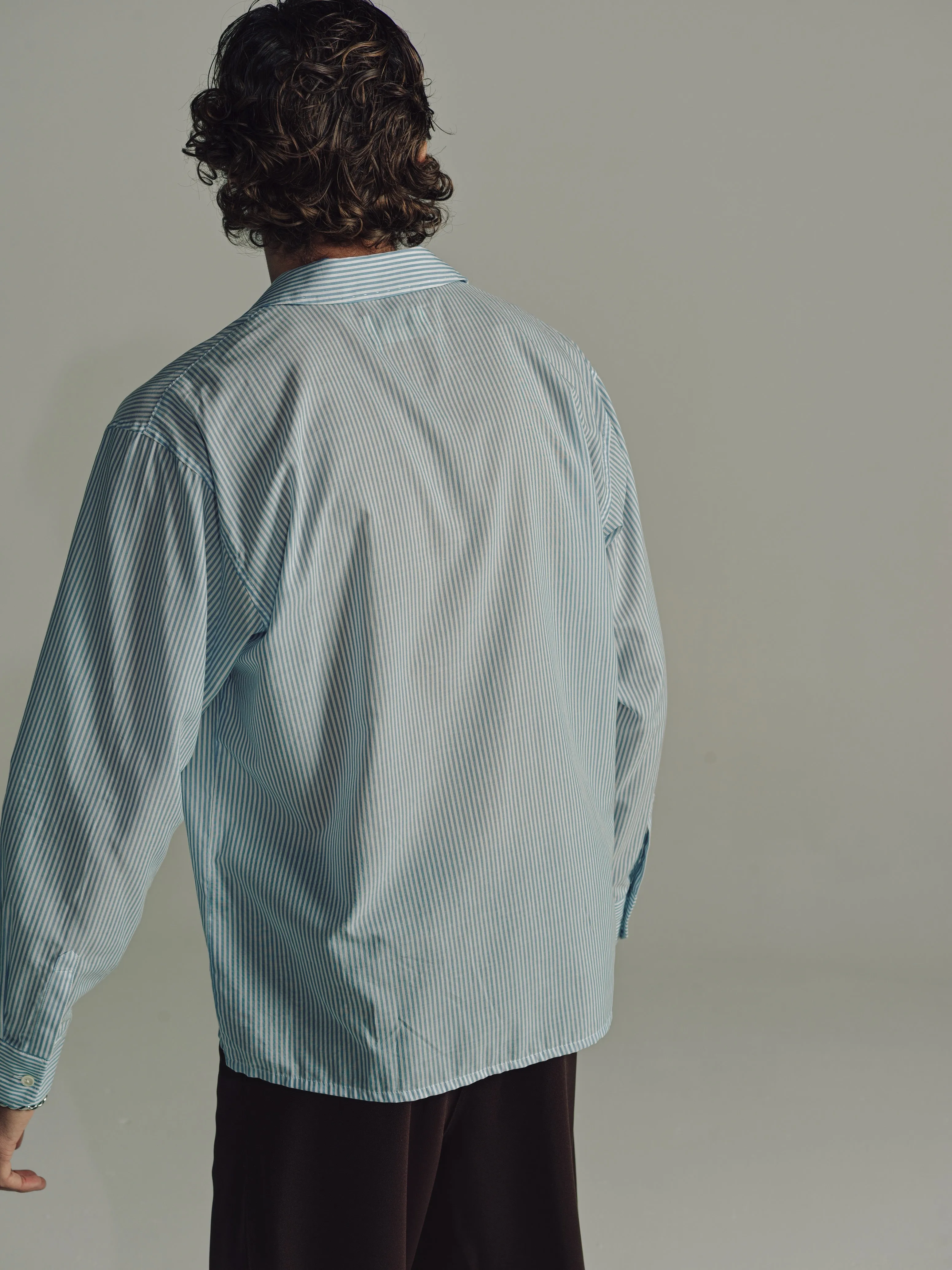 Relaxed Long Sleeve Shirt | White/Blue Stripe