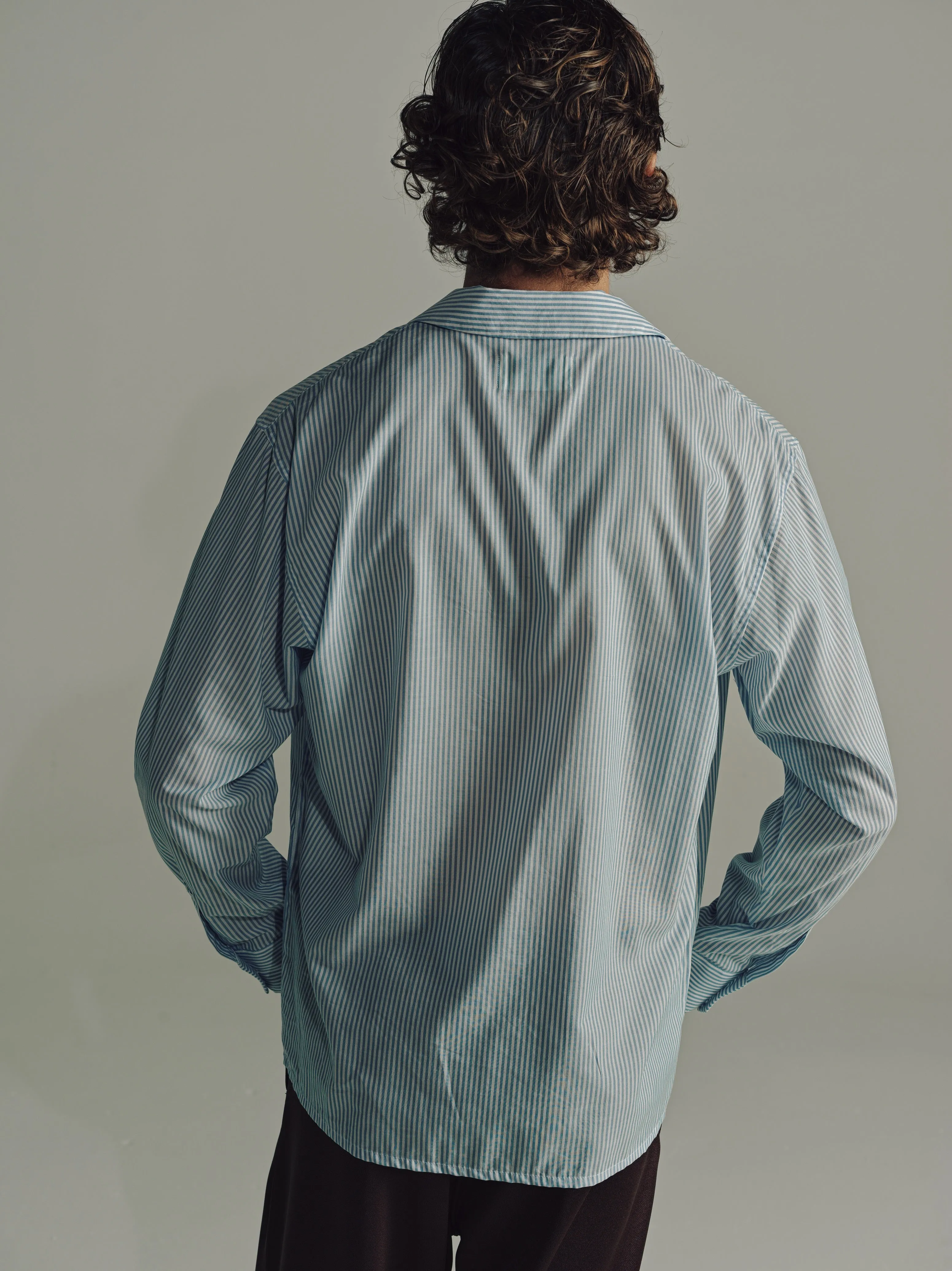 Relaxed Long Sleeve Shirt | White/Blue Stripe
