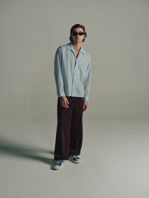 Relaxed Long Sleeve Shirt | White/Blue Stripe