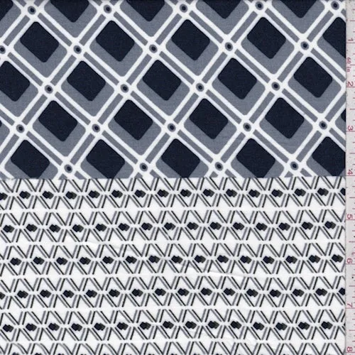 Slate Grey/Navy Diamond Lattice Challis Fabric