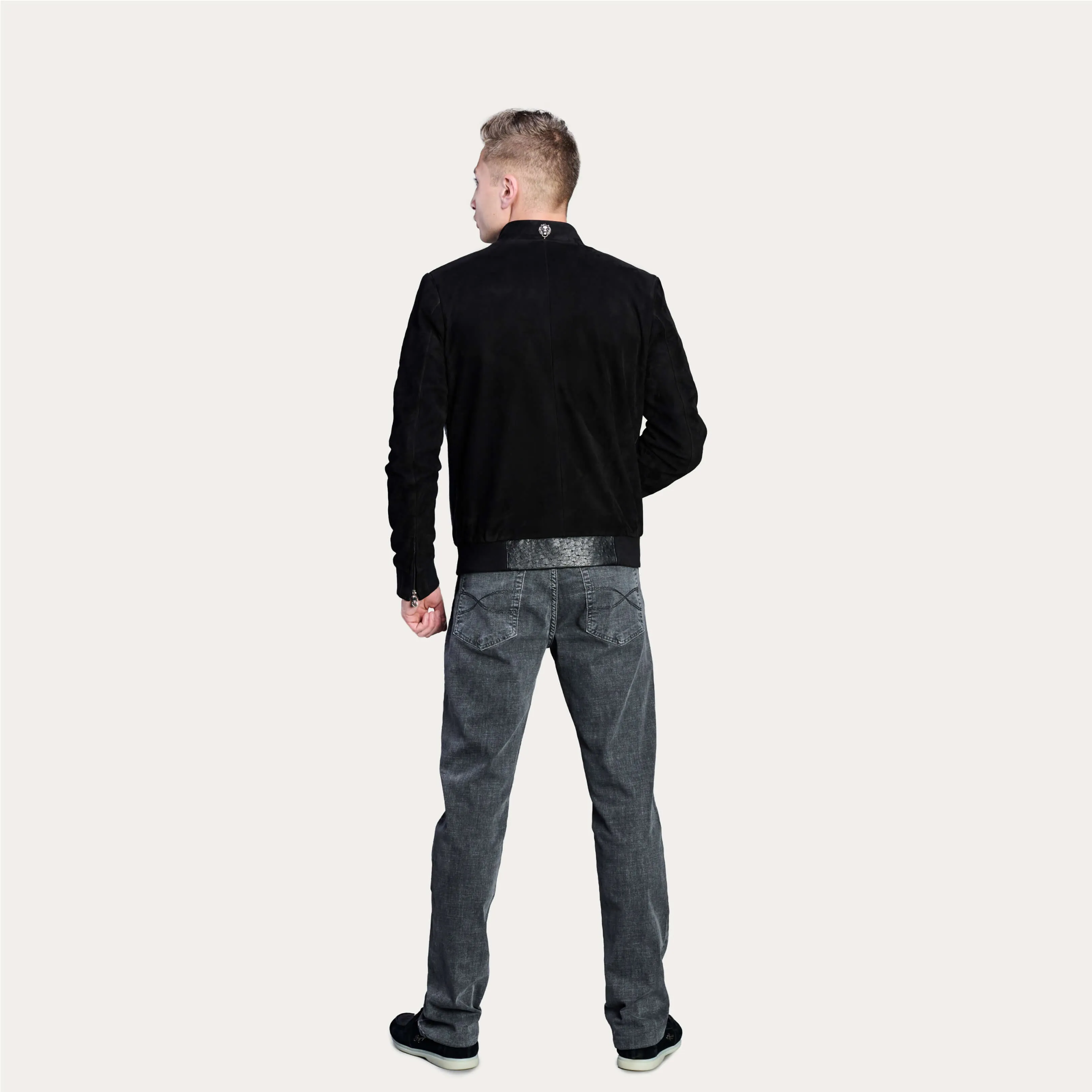 Suede & Ostrich Leather Blouson Jacket