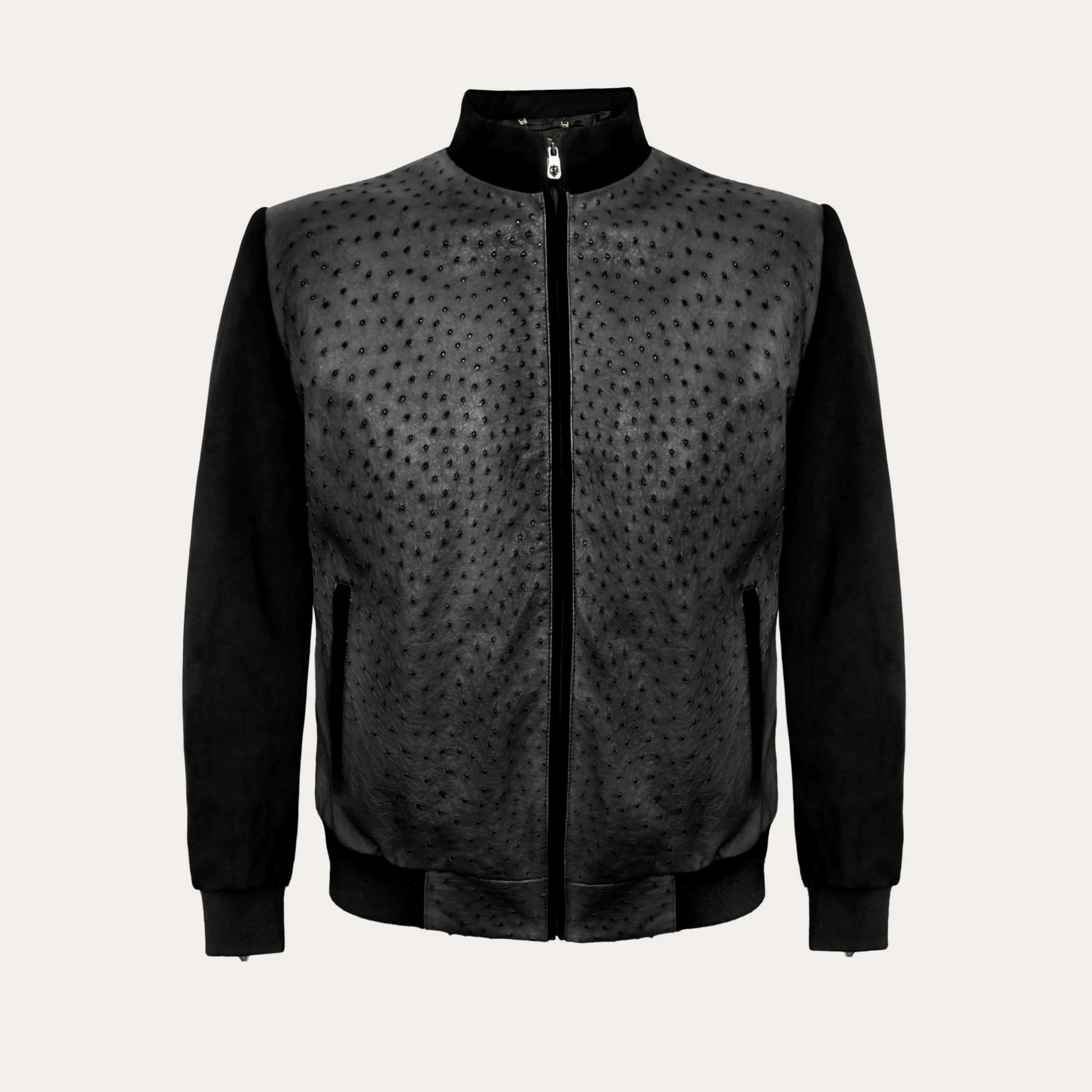 Suede & Ostrich Leather Blouson Jacket