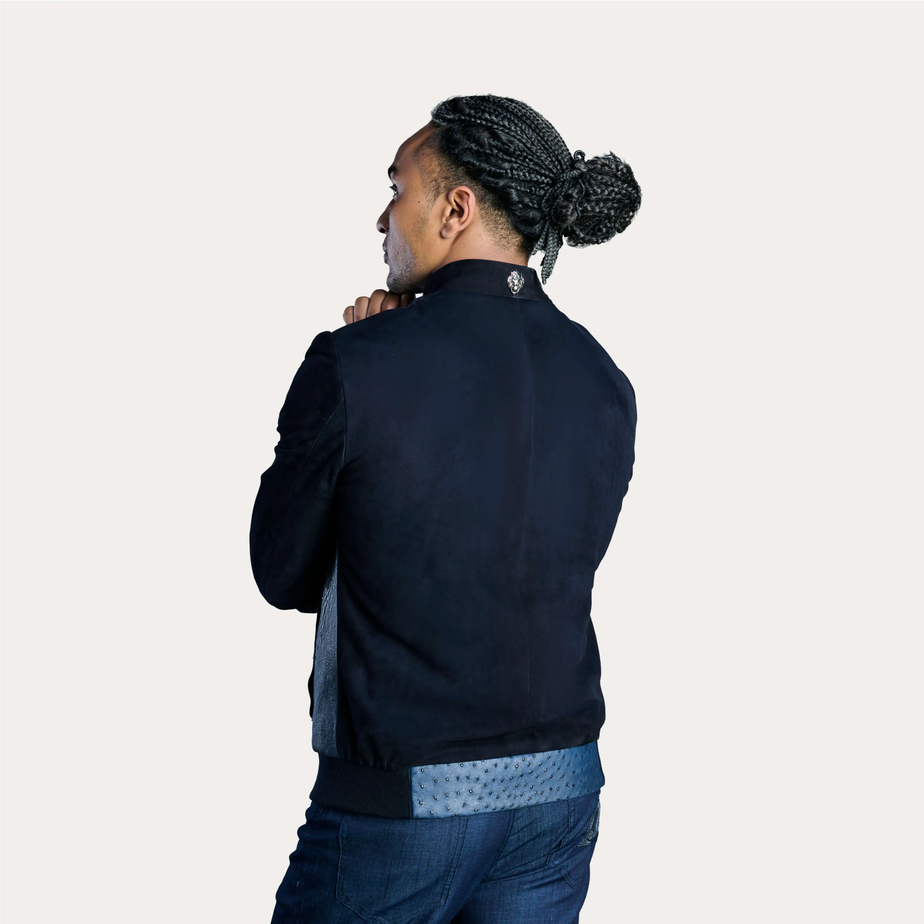 Suede & Ostrich Leather Blouson Jacket