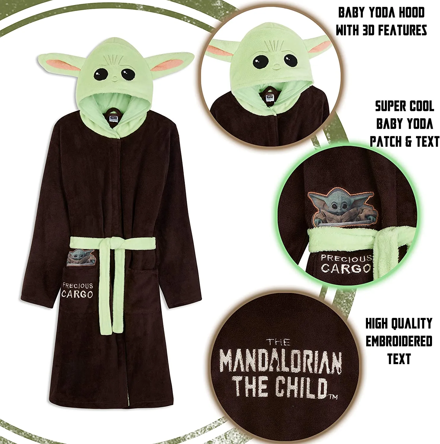 The Mandalorian Baby Yoda Dressing Gown Mens, Mandalorian Hooded Bath Robe